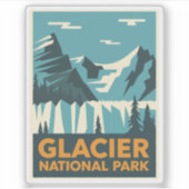 Vintager Glacier-Nationalpark Aufkleber (Vorderseite)