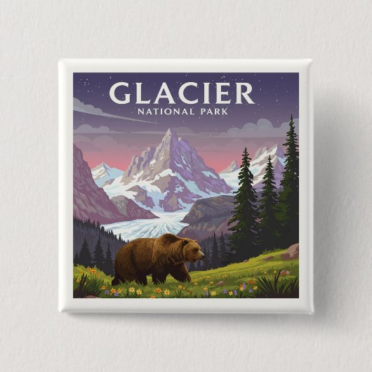 Vintager Glacier-Nationalpark Button (Vorderseite)