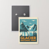 Vintager Glacier-Nationalpark Button (Vorderseite/Rückseite)