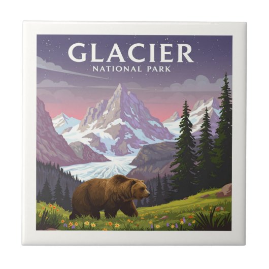 Vintager Glacier-Nationalpark Fliese (Vorderseite)