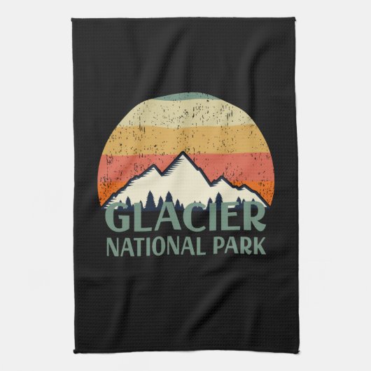 Vintager Glacier-Nationalpark Geschirrtuch (Vertikal)