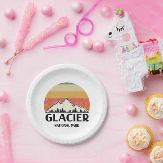 Vintager Glacier-Nationalpark Pappteller (Party)