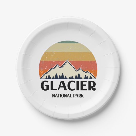 Vintager Glacier-Nationalpark Pappteller (Vorderseite)