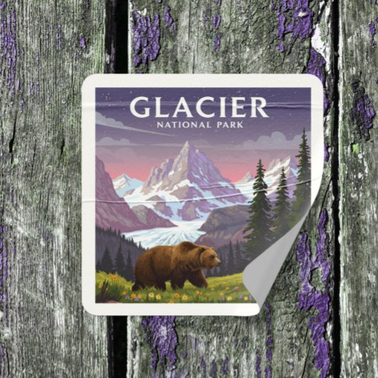 Vintager Glacier-Nationalpark Quadratischer Aufkleber