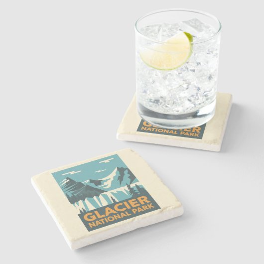 Vintager Glacier-Nationalpark Steinuntersetzer (Seitenansicht)