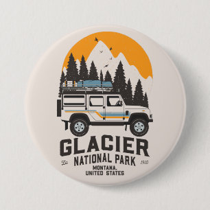 Vintager Glacier Nationalpark Straße Button