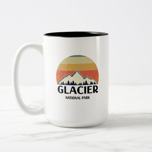 Vintager Glacier-Nationalpark Zweifarbige Tasse (Links)