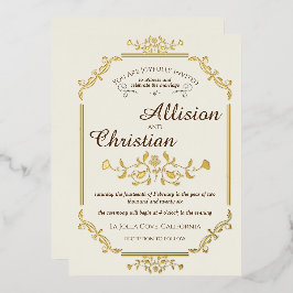Vintager Glam Wedding Gold Foil Einladung