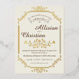 Vintager Glam Wedding Gold Foil Einladung