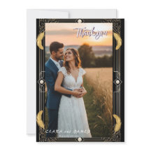 Vintager Glamour Art Foto Hochzeit Dankeschön-Kart