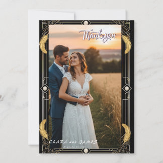 Vintager Glamour Art Foto Hochzeit Dankeschön-Kart Dankeskarte