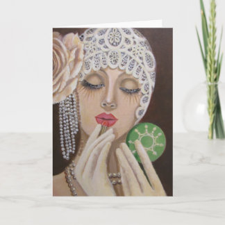 Vintager Glamour Gal/ Note Card Karte