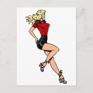 Vintager Glamour Girl Next Door, Blond Blombshell Postkarte