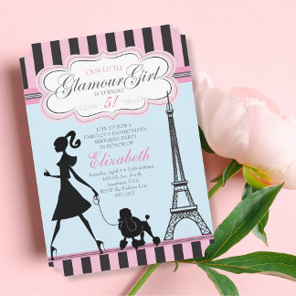 Vintager Glamour Girl Paris Geburtstagseinladung Einladung