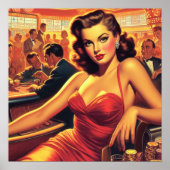 Vintager Glamour Girl Rotes Kleid Poster (Vorne)