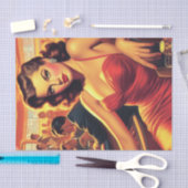 Vintager Glamour Girl Rotes Kleid Seidenpapier (Handwerk)