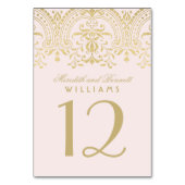 Vintager Glamour Hochzeit in Pink Tischnummer (Rückseite)