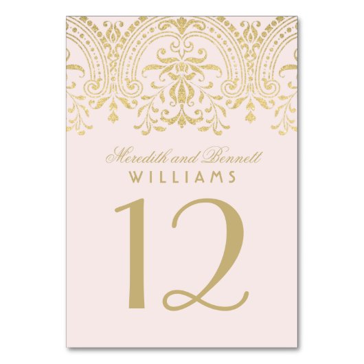 Vintager Glamour Hochzeit in Pink Tischnummer (Vorderseite)