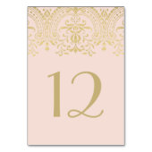 Vintager Glamour Hochzeit in Rosa und Gold Tischnummer (Rückseite)