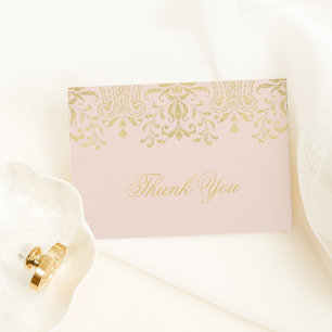 Vintager Glamour Hochzeit mit Blush and Gold Viele Dankeskarte