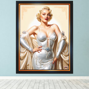 Vintager Glamour Hollywood Blonde Beauty Leinwanddruck