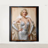 Vintager Glamour Hollywood Blonde Beauty Wandteppich (Vorderseite)