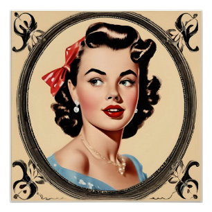 Vintager Glamour Retro Chic Girl Glossy Poster
