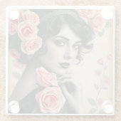 Vintager Glamour Rose Art Deco Untersetzer (Rückseite)