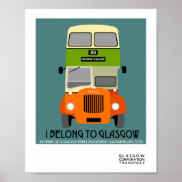 Vintager Glasgow Doppeldecker Bus Pop Art Poster