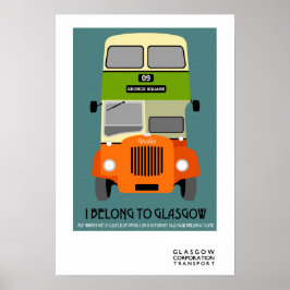 Vintager Glasgow Doppeldecker Bus Pop Art Poster