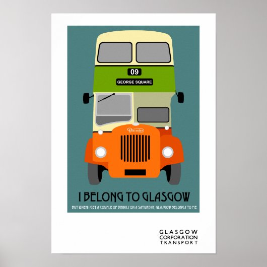 Vintager Glasgow Doppeldecker Bus Pop Art Poster (Vorne)