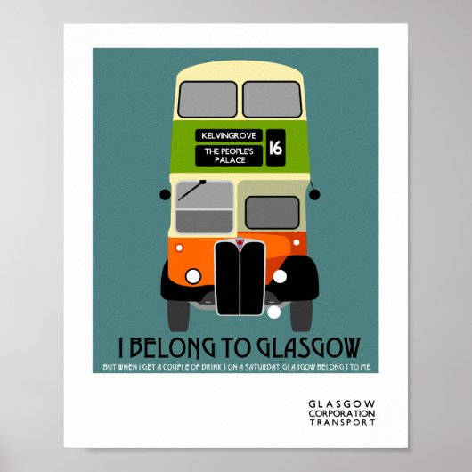 Vintager Glasgow Doppeldecker Bus Pop Art Poster (Vorne)