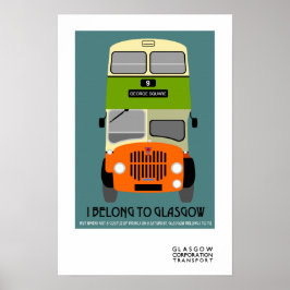Vintager Glasgow Doppeldecker Bus Pop Art Poster