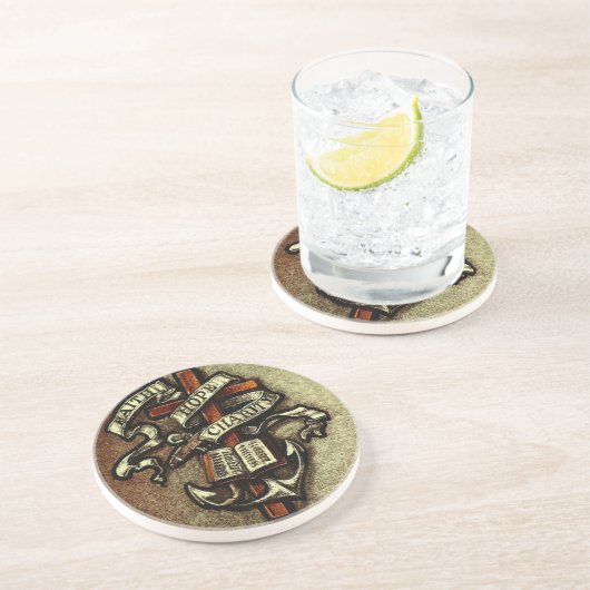 Vintager Glauben-Hoffnungs-und Getränkeuntersetzer (Seite)