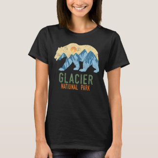 Vintager Gletscher Nationalpark Retro Montana Bär T-Shirt
