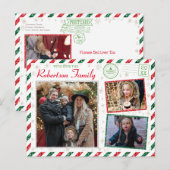 Vintager Glitzer Fotos Luftpost Weihnachten Postkarte (Vorne/Hinten)