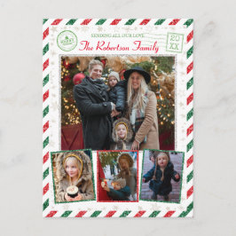 Vintager Glitzer Fotos Luftpost Weihnachten Postkarte