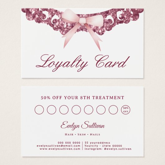 Vintager Glitzer-Rahmen Pink-Buggelekarte (Vorne & Hinten)