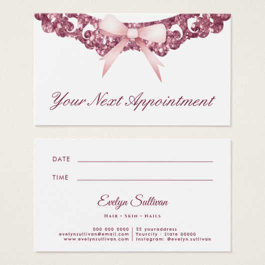 Vintager Glitzer-Rahmen Rosa-Bug-Terminkarte (Vorne & Hinten)