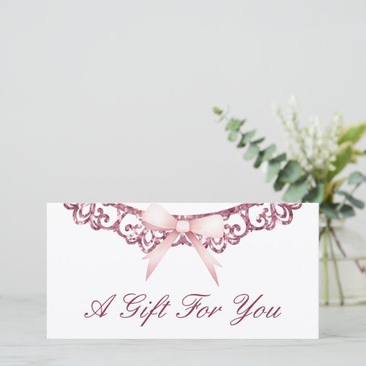 Vintager Glitzer Rahmen rosa Buggeschenkgutschein (Stehend Vorderseite)