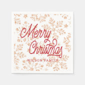 Vintager Glitzer Schneeflocke fröhliche Weihnachts Serviette (Vorderseite)