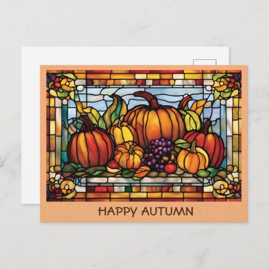 Vintager glücklicher Herbstkürbis Postkarte (Vorne/Hinten)