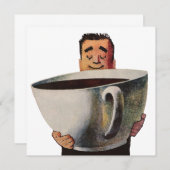 Vintager glücklicher Mensch, riesiger Cup der Kaff Einladung (Vorne/Hinten)