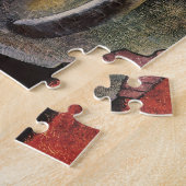 Vintager glücklicher Mensch trinkt Riesencup Kaffe Puzzle (Seite)