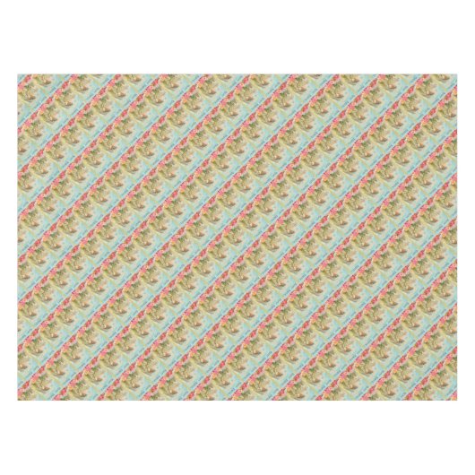 Vintager glücklicher Ostern-Engel mit Tischdecke (Vorderseite (Horizontal))