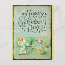 Vintager glücklicher Valentinstag Viktorianischer Postkarte