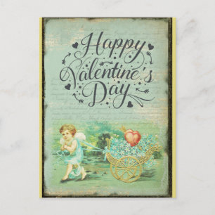 Vintager glücklicher Valentinstag Viktorianischer Postkarte