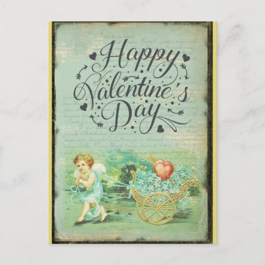 Vintager glücklicher Valentinstag Viktorianischer Postkarte (Vorderseite)