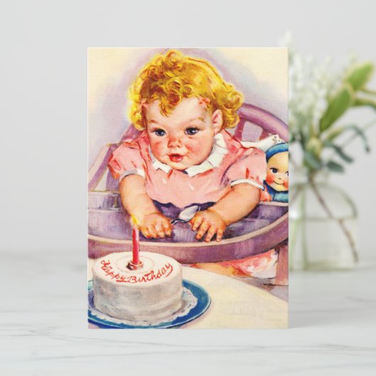 Vintager Glückwunsch zum Geburtstag Einladung (Stehend Vorderseite)