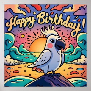 Vintager Glückwunsch zum Geburtstag farbenfroher P Poster